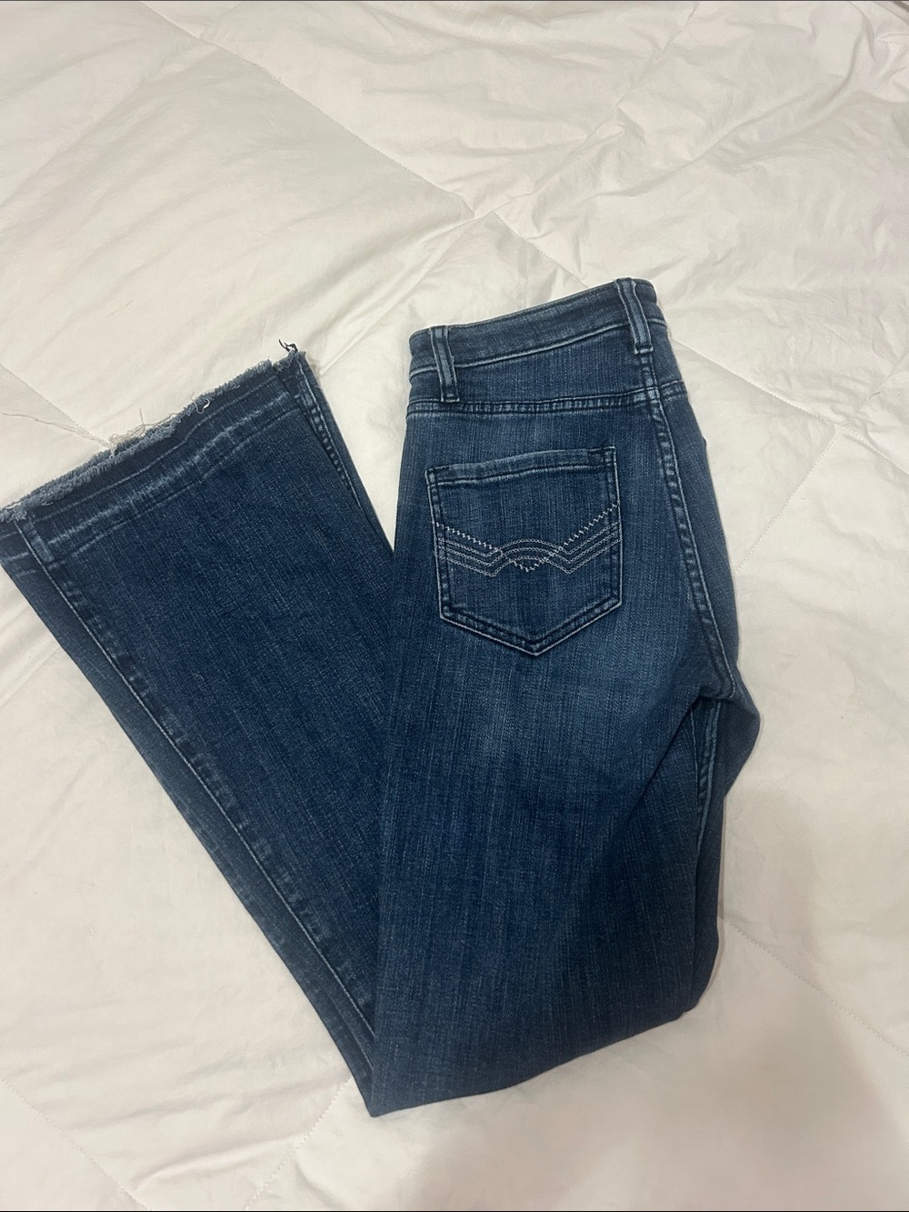 Idyllwind Dark Blue Flare Jeans with Raw Hem